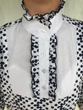 Clearance White & Navy Spotted Ruffle Shirt (Long Sleeve) (023)