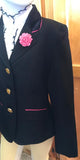 Navy With Fine Hot Pink Trims Open Or Dressage Jacket Childs (083)