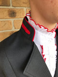 Grey Shimmer With Red Stand Up Collar (235)