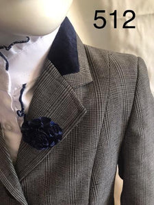 Grey & Dark Navy Check With Navy Velvet Trims Childs (512)