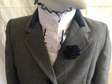 Grey & Dark Navy Check With Navy Velvet Trims Childs (512)