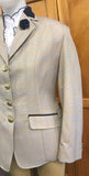Cream & Pale Blue Check With 4 Buttons With Navy Trims Adults (514)