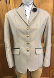 Cream & Pale Blue Check With 4 Buttons With Navy Trims Adults (514)