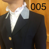 Clearance Navy With Pale Blue & Navy Check Collar & Pocket Details (005) Childs Open/ Dressage Jacket Size 12 Only