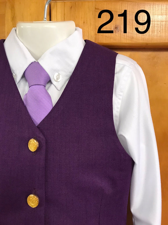 Starter Set Purple Waistcoat, Shirt & Tie Set Childs (219)