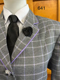 Lilac, Black & White Check with Purple Piping Trims Show Hunter Jacket Adults (641)