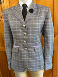 Lilac, Black & White Check with Purple Piping Trims Show Hunter Jacket Adults (641)