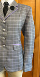 Lilac, Black & White Check with Purple Piping Trims Show Hunter Jacket Adults (641)