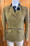 Mustard Fine Self Check With Navy Trims Show Hunter Jacket Adults (643)