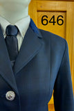 Navy with Faint Blue Checks Navy Trims Show Hunter Jacket Adults (646)