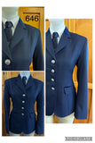 Navy with Faint Blue Checks Navy Trims Show Hunter Jacket Adults (646)