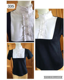 Navy & White "New" Ruffled T Shirt (335) Childs With White Stitching On The Ruffles