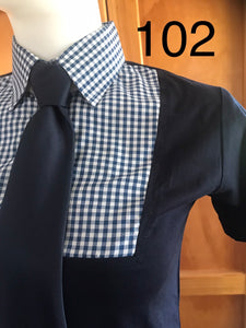 Navy & White Check Adults Tie T-Shirt (102)