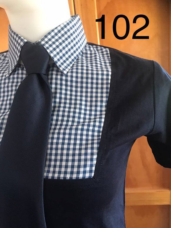 Navy & White Check Adults Tie T-Shirt (102)