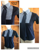 Navy & White Check Adults Tie T-Shirt (102)