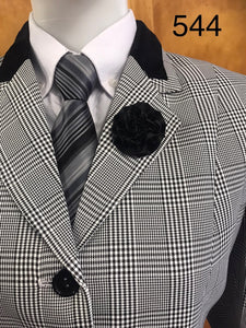 Black & White Check with Black Trims Adults Show Hunter Jacket (637)