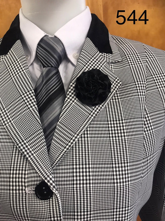 Black & White Check with Black Trims Adults Show Hunter Jacket (637)