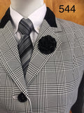 Black & White Check with Black Trims Adults Show Hunter Jacket (637)
