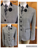 Black & White Check with Black Trims Adults Show Hunter Jacket (637)