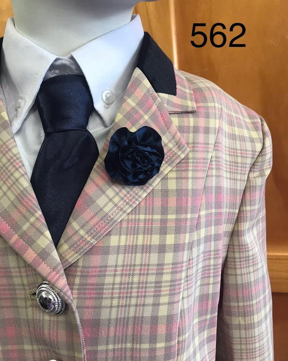 Light Pink, Light Purple & White Check with Navy Trim Childs Show Hunter Jacket (549)
