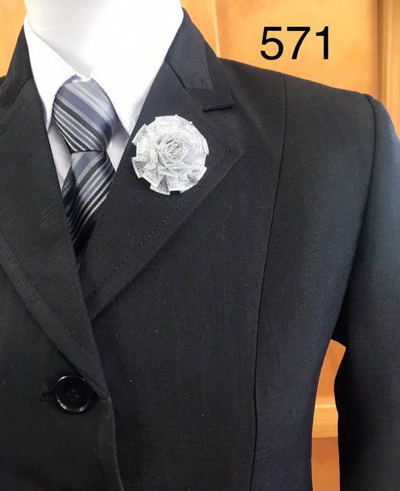 Black Self Check with Black Trim Adults Open/Dressage Jacket (638)