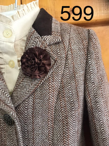 Brown & Cream Fishbone Pattern with Brown Trims Childs Show Hunter (599)