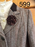 Brown & Cream Fishbone Pattern with Brown Trims Childs Show Hunter (599)