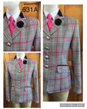 Pink (Hot), Grey, Cream & Black WOW Show Hunter Jacket (631) Adults