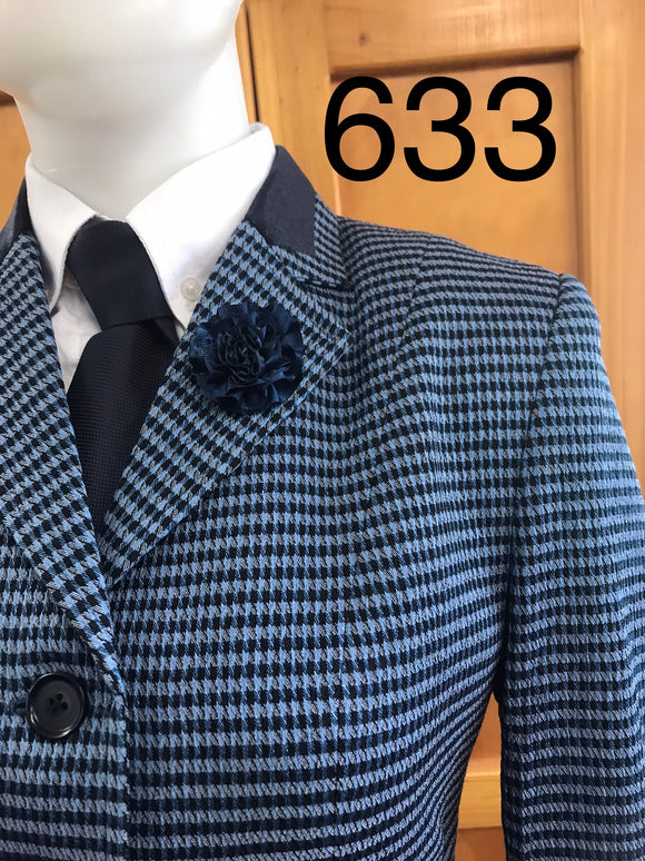 Pale Blue & Navy Check Wool Blend Adults Show Hunter Jacket (633)