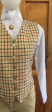 Burgundy & Black Check Waistcoat (Second Hand) Adults Size 12 (411)