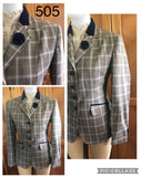 Light Brown, Cream & Pale Blue Check, With Navy Trims(505) Adults Show Hunter Jacket