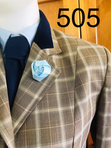 Light Brown, Cream & Pale Blue Check, With Navy Trims(505) Adults Show Hunter Jacket