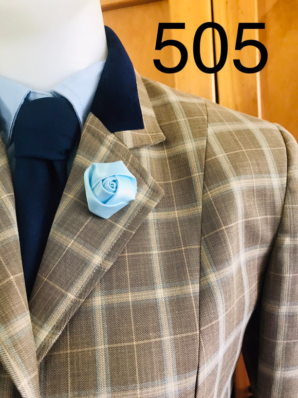 Light Brown, Cream & Pale Blue Check, With Navy Trims(505) Adults Show Hunter Jacket