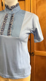 CLEARANCE Pale Blue Ruffled T shirt With Pale Blue Front & Navy Ruffles STUNNING Adults (204)