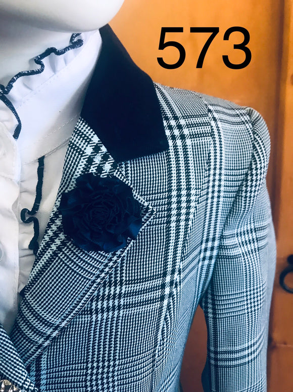 Powder Blue, Cream & Navy Check (573) Stunning New Show Hunter Jacket Childs