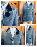 Powder Blue, Cream & Navy Check (573) Stunning New Show Hunter Jacket Childs