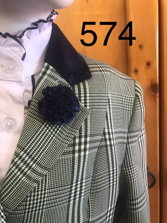 Mint Green, Cream & Dark Navy Check (574) Stunning New Show Hunter Jacket Childs