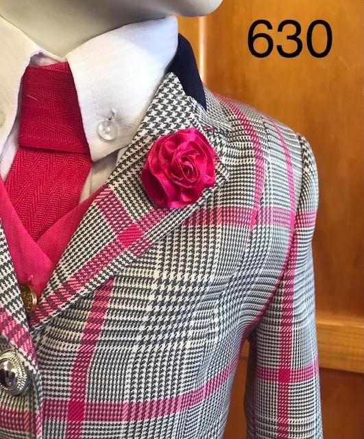 Pink (Hot), Grey, Cream & Navy WOW Show Hunter Jacket (630) Childs Size 6