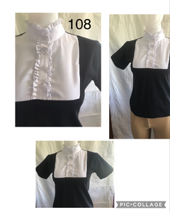 Black & White (108) "New" Ruffled T Shirt Adults With White Ruffles