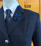 Navy, With Faint Red & Cream Check Show Hunter Jacket Adults (626)