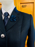 Navy & Black Patterned Show Hunter Jacket Adults (627)