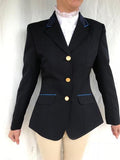 Navy With Fine Royal Blue Trims Open Or Dressage Jacket Childs (076)