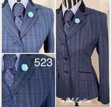 Navy & Darker Navy Checked Show Hunter Jacket Childs (523)
