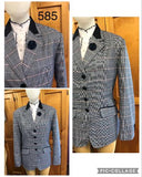 Navy, Lighter Blue, Cream & Red Check Stunning NEW Show Hunter Jacket Adults Size 17 (585)