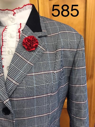 Navy, Lighter Blue, Cream & Red Check Stunning NEW Show Hunter Jacket Adults Size 17 (585)