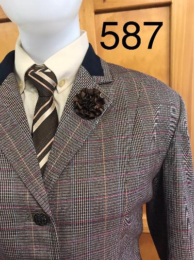 Brown, Faint Blue, Orange, Cream & Red Check Stunning NEW Show Hunter Jacket Adults Size 16 (587)