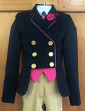 Clearance Navy With Full Hot Pink Trims Double Breasted Cutaway (019) Childs Size 4 ONLY