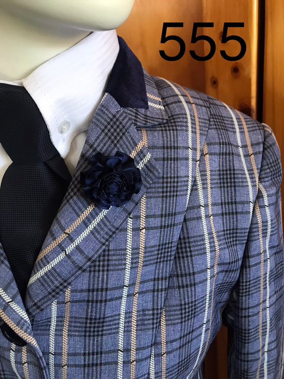Sky Blue, Navy, Pale Pink and Cream Check (555) Childs Show Hunter Jacket
