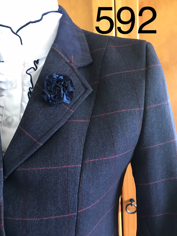 Navy & Faint Red Check (592) Show Hunter Jacket Adults Size 8 ONLY