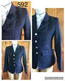 Navy & Faint Red Check (592) Show Hunter Jacket Adults Size 8 ONLY
